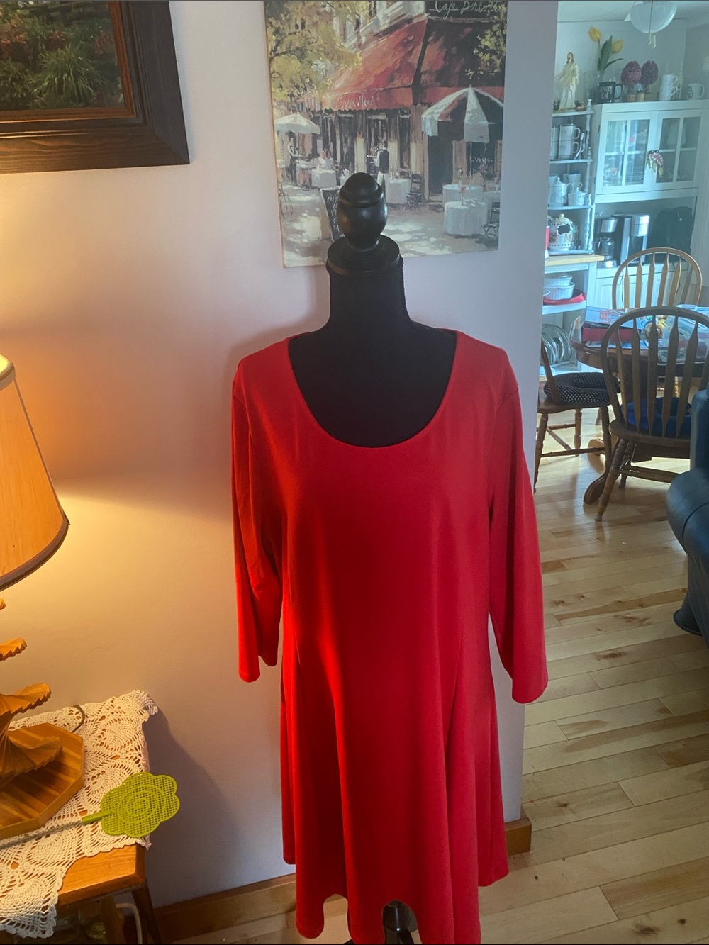 Red Scoop Neck Women's Dress